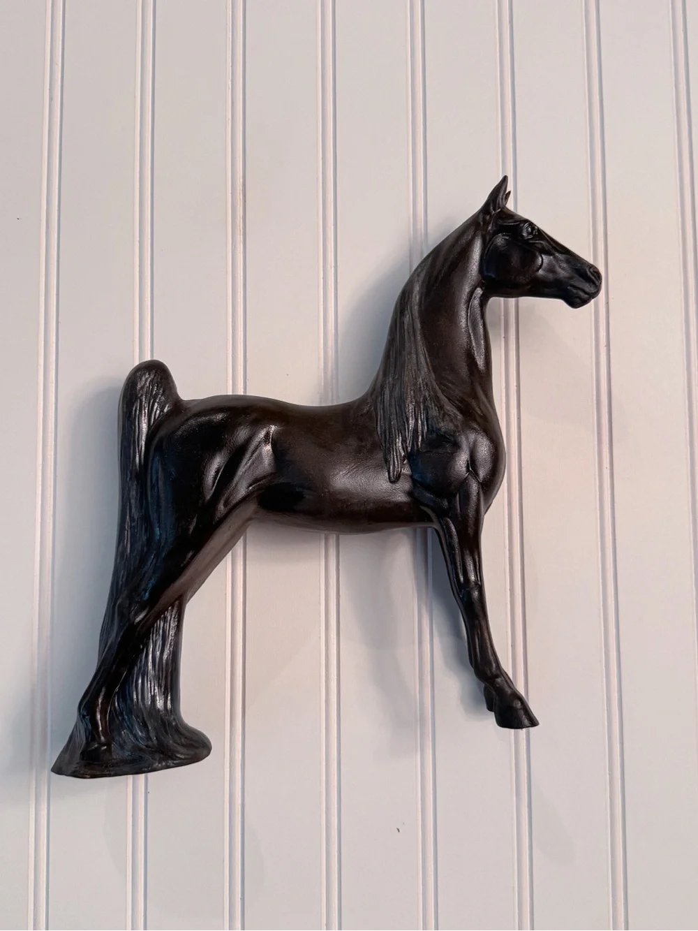 Vintage Black Ceramic Horse Figurine